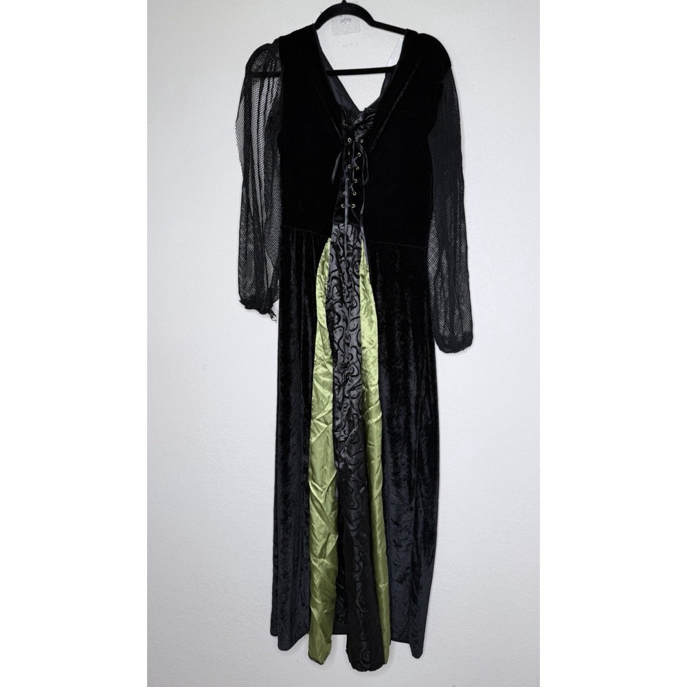 Black Velvet Gothic Renaissance Maxi Dress L Witch Costume Halloween